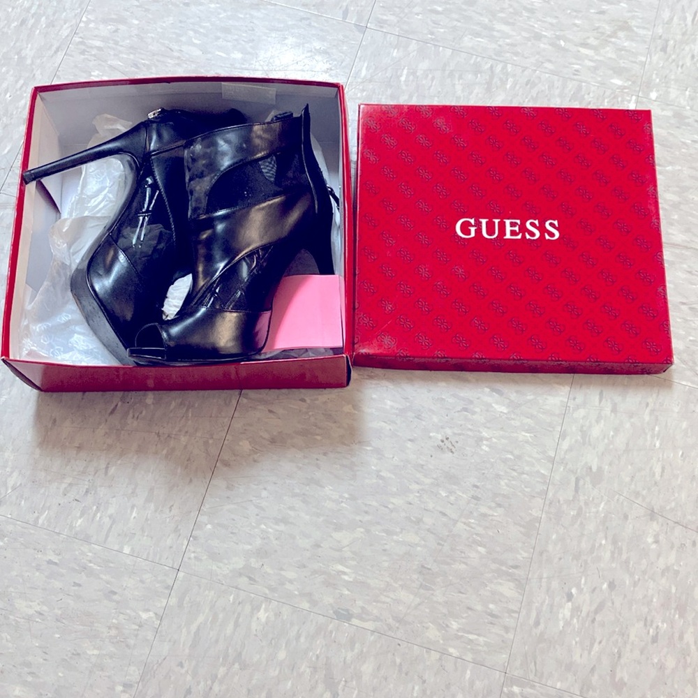 GUESS Black Heels with Zip and Lace-Up Detail - Size 11